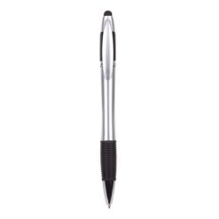 Penne personalizzate, touch pen, argento, plastica, gomma, 14,5 x 1,2 x 1,7 cm