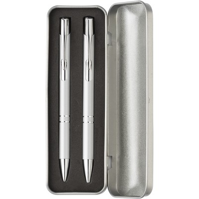 Set scrittura personalizzato, penna e portamine, argento, alluminio, EVA, 16,3 x 5,5 x 2,2 cm