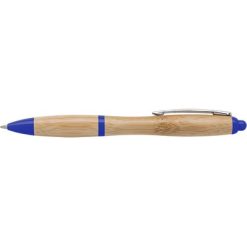 Penna in bambù personalizzata, blu scuro, ABS, bambù, 1,5 x 14 cm