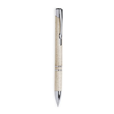 Penne personalizzate ecologiche, neutro, paglia di grano, ABS, Ø1 x 13,7 cm