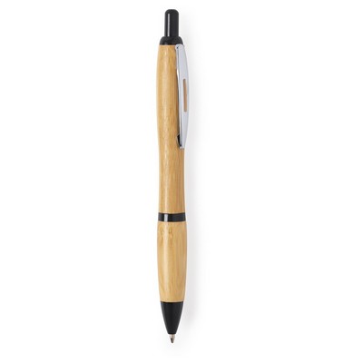Penna in bambù personalizzata, nero, bambù, Ø1,3 x 14,2 cm
