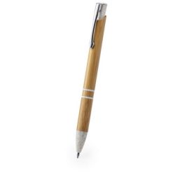 Penne personalizzate, marrone, bambù, paglia di grano, ABS, Ø1,1 x 13,9 cm