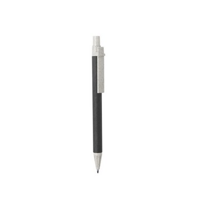 Penne personalizzate, nero, cartone riciclato, paglia di grano, ABS, Ø1 x 14 cm