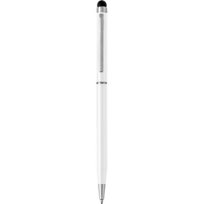 Penne personalizzate, touch pen, bianco, metallo, Ø0,7 x 13,8 cm