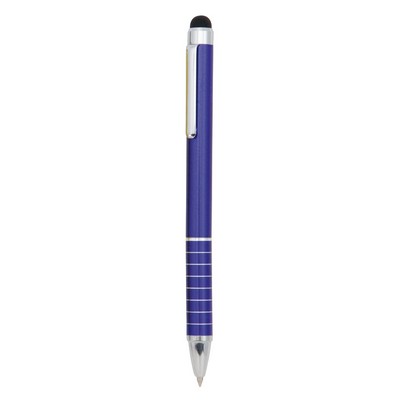 Penne personalizzate, touch pen, blu scuro, alluminio, Ø0,9 x 12,5 cm