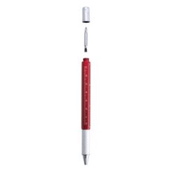Penne personalizzate multifunzionali, rosso, plastica ABS, Ø1 x 14,9 cm