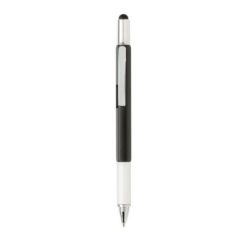 Penne personalizzate multifunzionali 5 in 1, righello, livella a bolla, cacciavite, touch pen, nero, ABS, 1.4 x 15