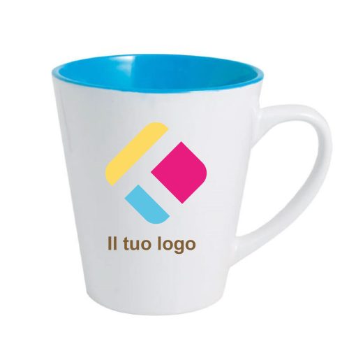 Tazza da latte con stampa - con centro blu 350 ml, Diam 6,5 - 9 cm, Alt(h) 10 cm, 6AKS110EOBL