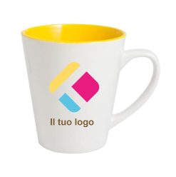 Tazza da latte con stampa - con centro giallo 350 ml, Diam 6,5 - 9 cm, Alt(h) 10 cm, 6AKS110EOYE