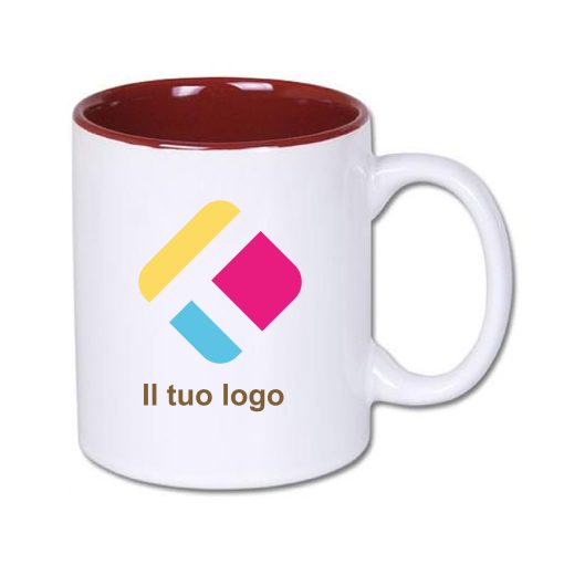 Tazza personalizzata con stampa - interno marrone 300 ml, Diam 8 cm, Alt(h) 9,5 cm