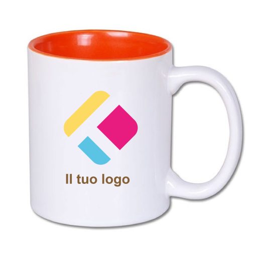 Tazza personalizzata con stampa - interno arancione 300 ml, Diam 8 cm, Alt(h) 9,5 cm