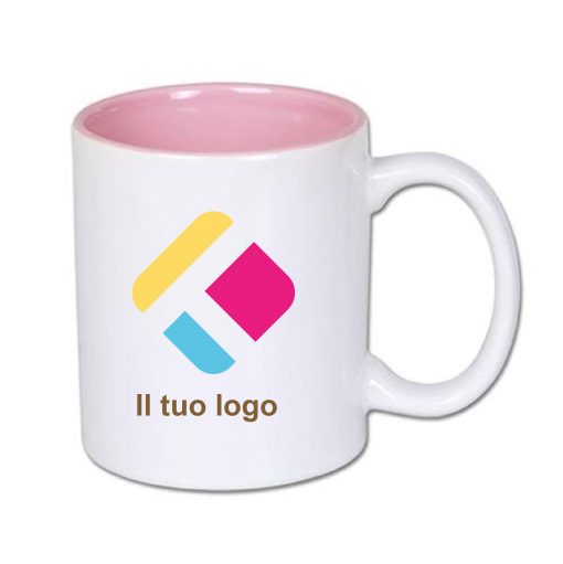 Tazza personalizzata con stampa - interno rosa 300 ml, Diam 8 cm, Alt(h) 9,5 cm