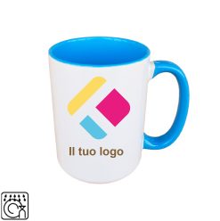 Una grande tazza con personalizzazione con il centro e il manico colorati 440 ml, Diam 8,2 cm, Alt(h) 10,5 cm