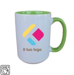 Una grande tazza con personalizzazione con il centro e il manico colorati 440 ml, Diam 8,2 cm, Alt(h) 10,5 cm