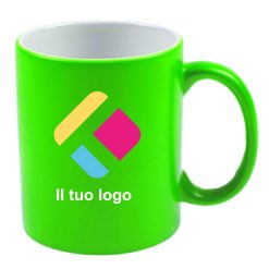 Tazza personalizzata con stampa - verde fluo 300 ml, Diam 8 cm, Alt(h) 9,5 cm