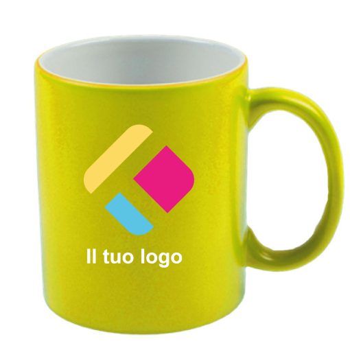 Tazza personalizzata con stampa - giallo fluo 300 ml, Diam 8 cm, Alt(h) 9,5 cm