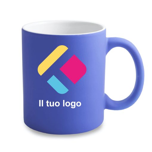 Tazza personalizzata con l'incisione e sublimazione - gommata fluo 300 ml, Diam 8 cm, Alt(h) 9,5 cm