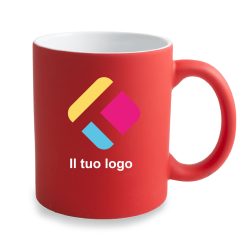 Tazza personalizzata con l'incisione e sublimazione - gommata fluo 300 ml, Diam 8 cm, Alt(h) 9,5 cm