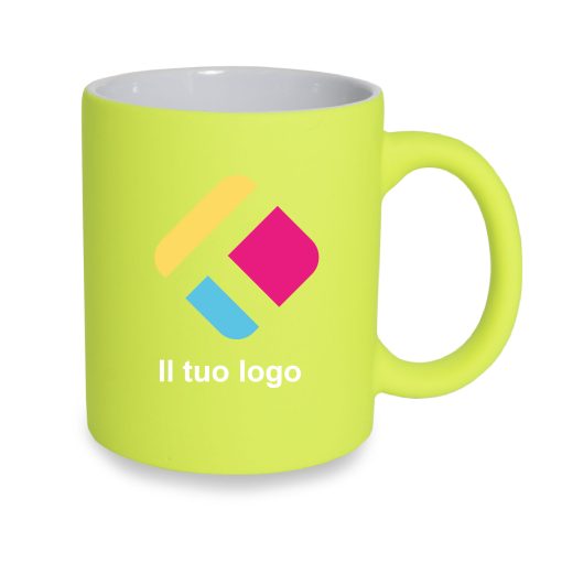 Tazza personalizzata con l'incisione e sublimazione - gommata fluo 300 ml, Diam 8 cm, Alt(h) 9,5 cm, 6AKS710EOYE