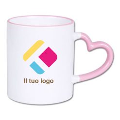 Tazza personalizzata con stampa z uchem w kształcie serca - rosa300 ml, Diam 8 cm, Alt(h) 9,5 cm, 6AKSA01EOPI