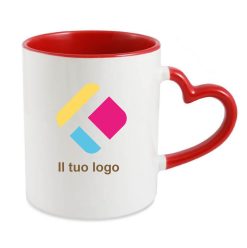 Tazza personalizzata con stampa con interno colorati e manico a forma di  cuore 300 ml, Diam 8 cm, Alt(h) 9,5 cm - Cintapunto® Italia