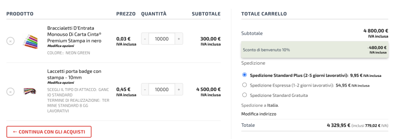 Sconto di benvenuto